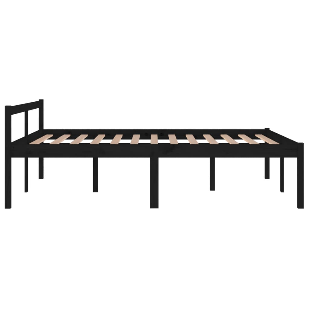 Bedframe Massief Grenenhout Zwart 150X200 Cm 5Ft King