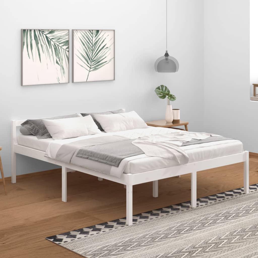 Bedframe Massief Grenenhout Wit 160X200 Cm