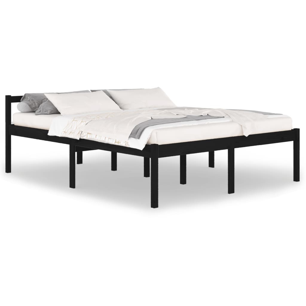 Bedframe Massief Grenenhout Zwart 160X200 Cm