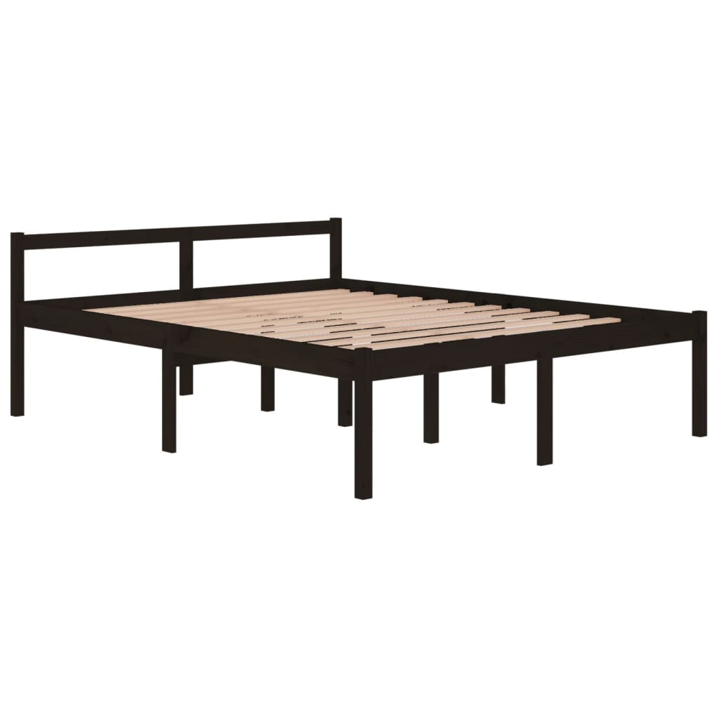Bedframe Massief Grenenhout Zwart 160X200 Cm