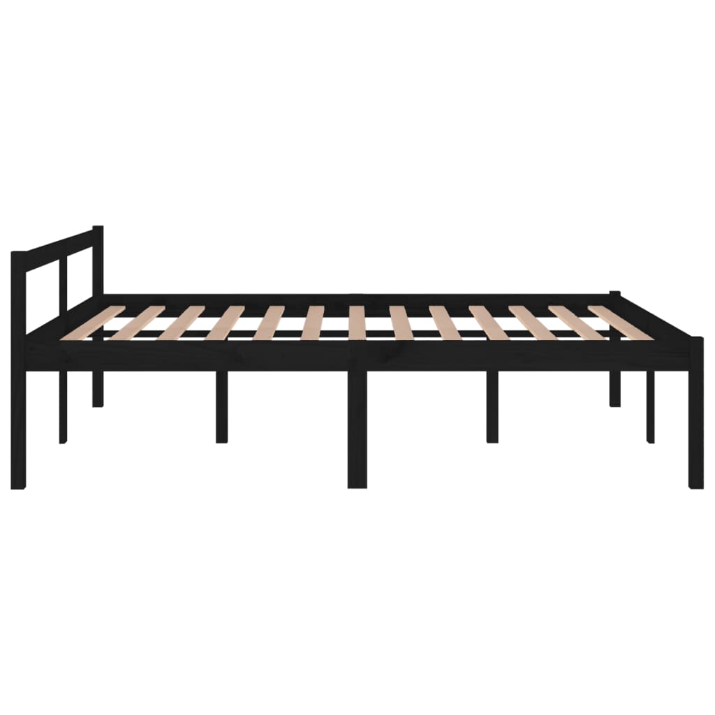 Bedframe Massief Grenenhout Zwart 160X200 Cm