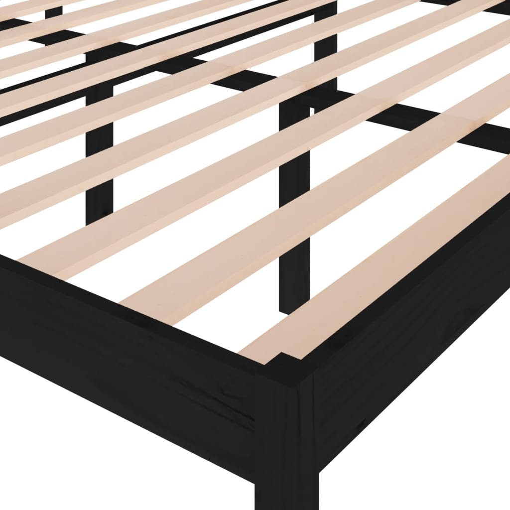 Bedframe Massief Grenenhout Zwart 160X200 Cm