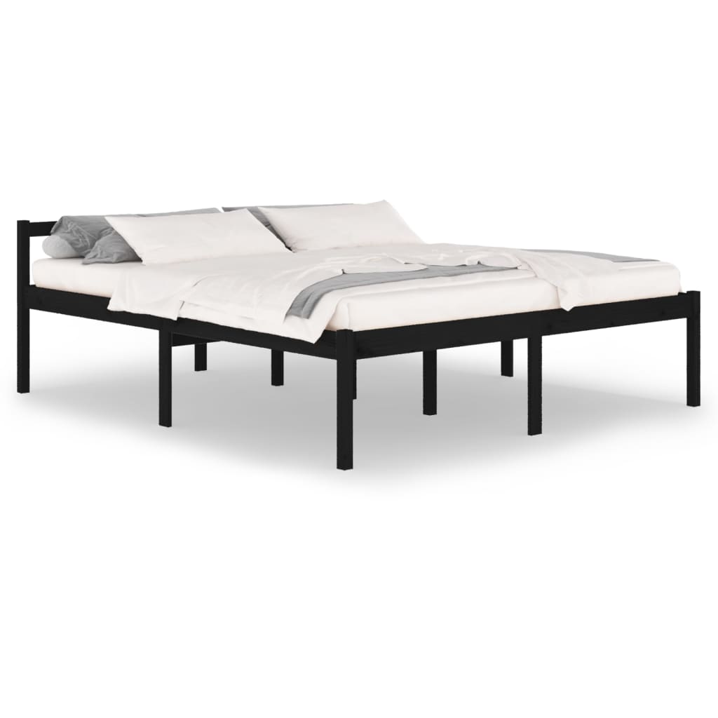 Bedframe Massief Grenenhout Zwart 180X200 Cm 6Ft Super King