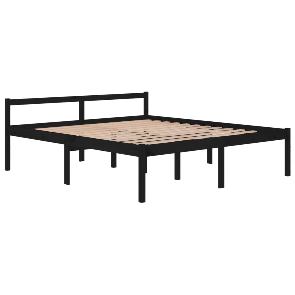Bedframe Massief Grenenhout Zwart 180X200 Cm 6Ft Super King