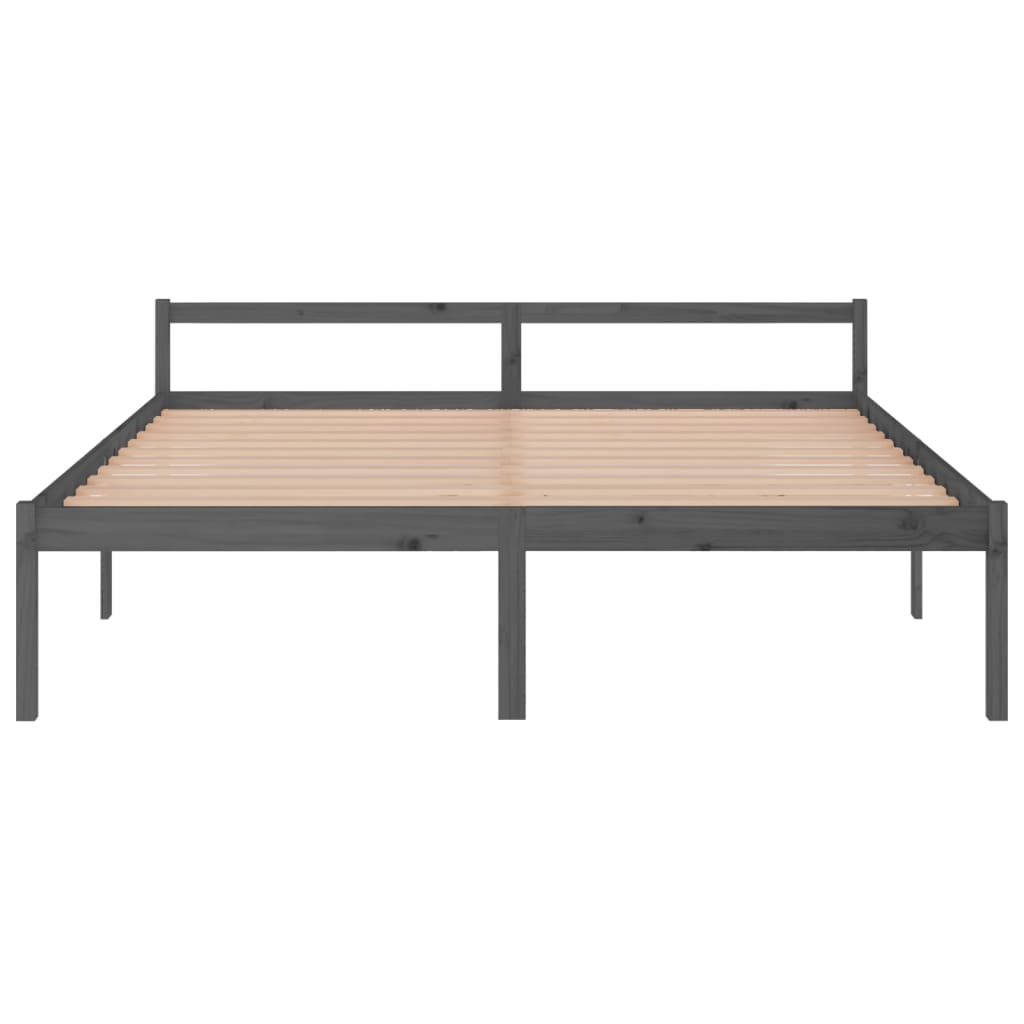 Bedframe Massief Grenenhout Grijs 200X200 Cm