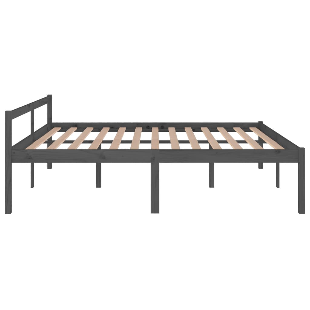 Bedframe Massief Grenenhout Grijs 200X200 Cm