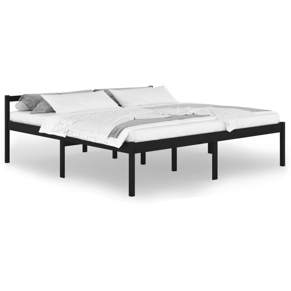 Bedframe Massief Grenenhout Zwart 200X200 Cm