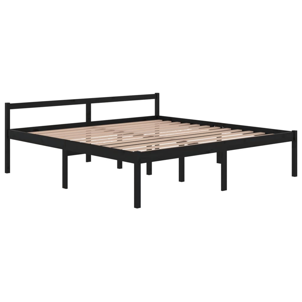Bedframe Massief Grenenhout Zwart 200X200 Cm