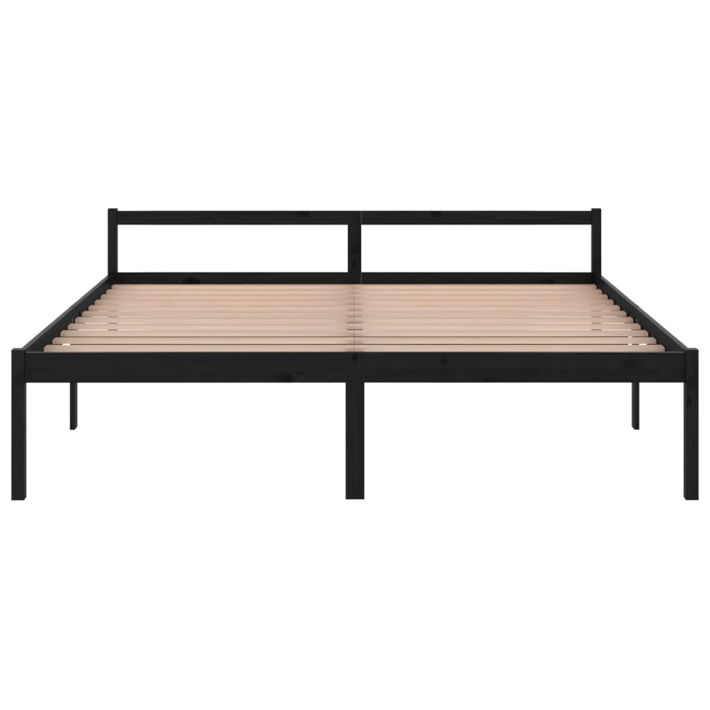Bedframe Massief Grenenhout Zwart 200X200 Cm
