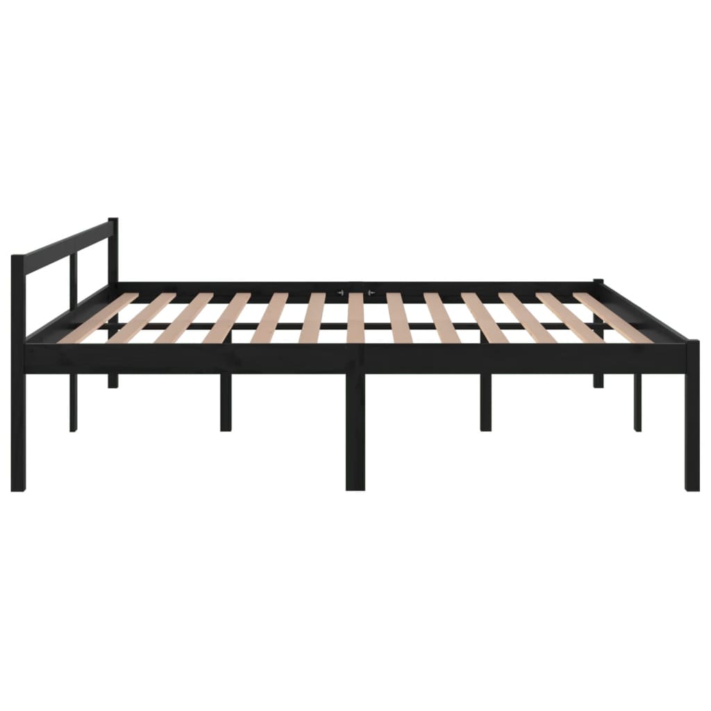 Bedframe Massief Grenenhout Zwart 200X200 Cm