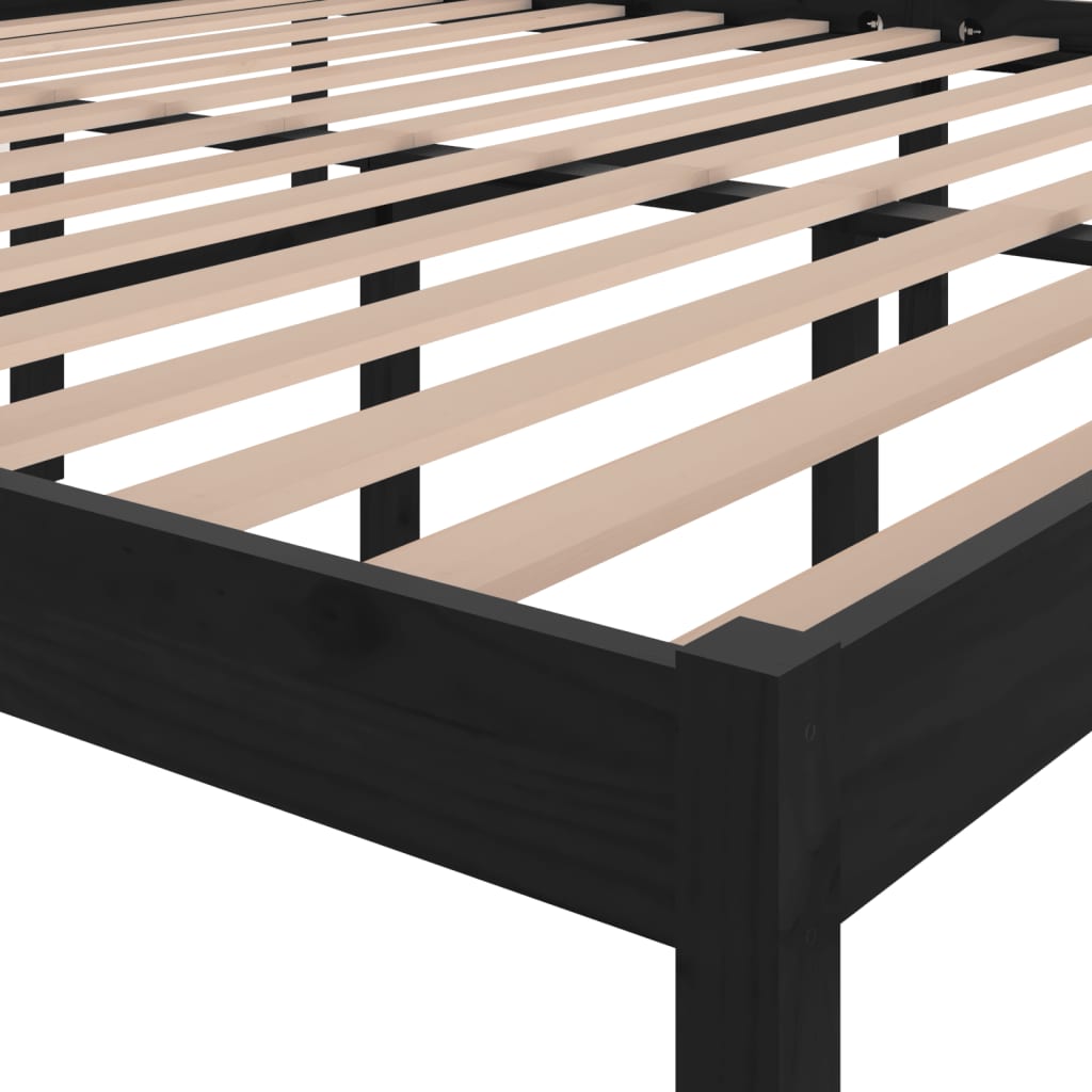Bedframe Massief Grenenhout Zwart 200X200 Cm