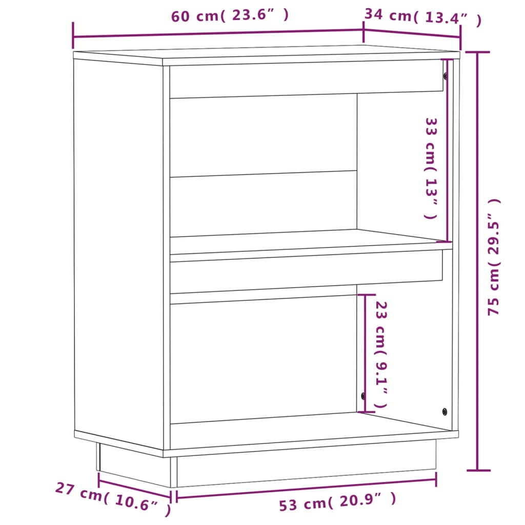 Wandkast 60X34X75 Cm Massief Grenenhout Honingbruin