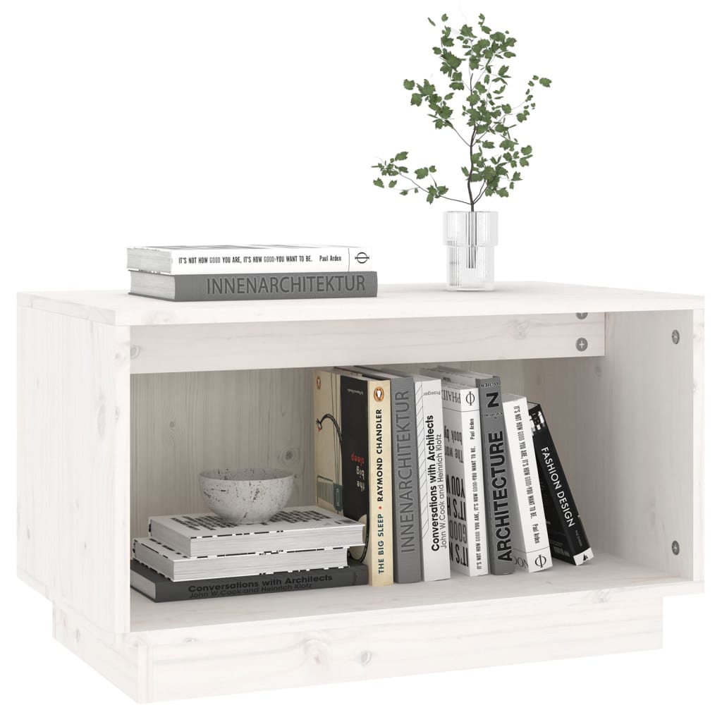 Tv-Meubel 60X35X35 Cm Massief Grenenhout Wit