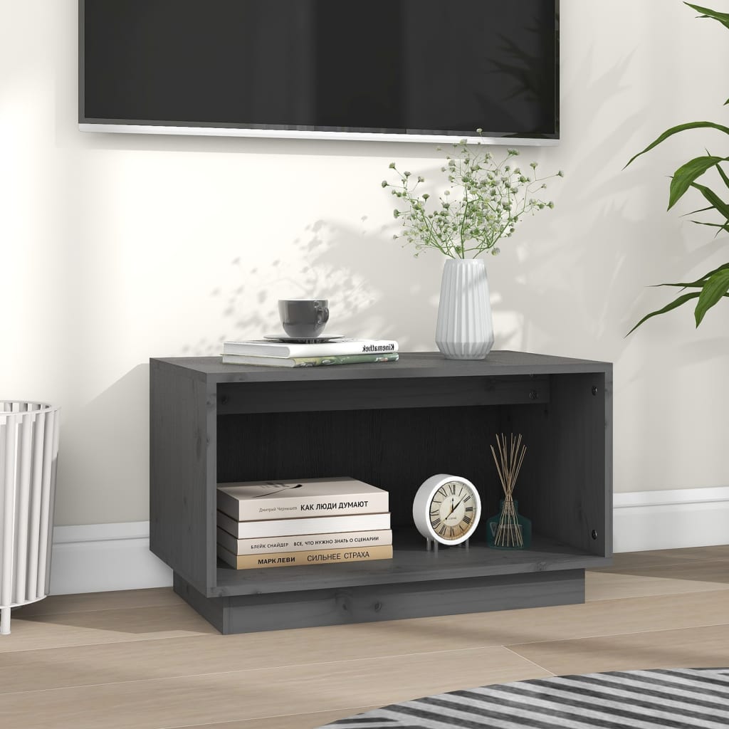 Tv-Meubel 60X35X35 Cm Massief Grenenhout Grijs