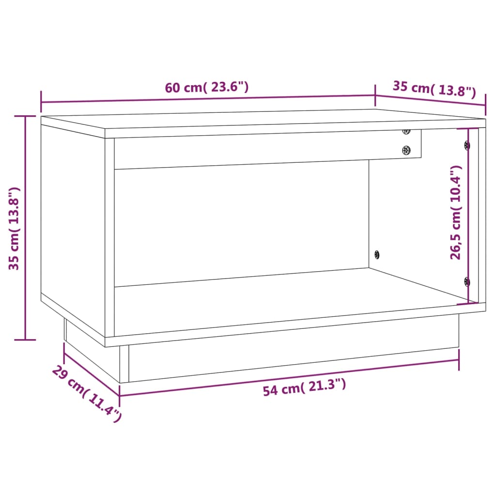 Tv-Meubel 60X35X35 Cm Massief Grenenhout Grijs