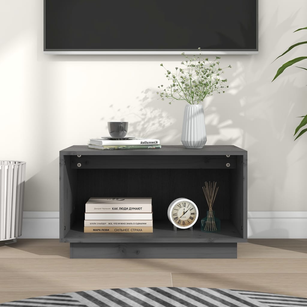 Tv-Meubel 60X35X35 Cm Massief Grenenhout Grijs