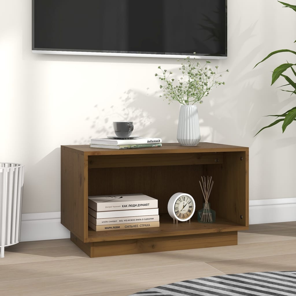 Tv-Meubel 60X35X35 Cm Massief Grenenhout Honingbruin
