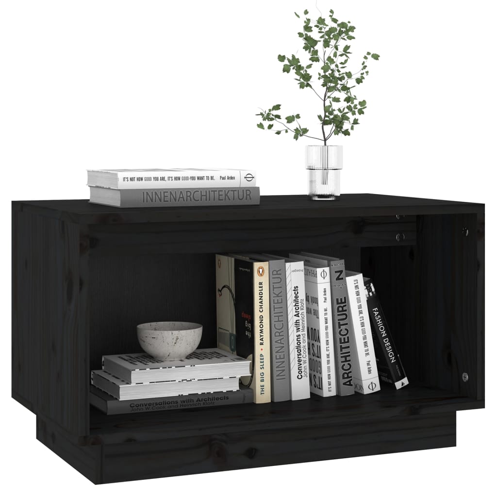 Tv-Meubel 60X35X35 Cm Massief Grenenhout Zwart