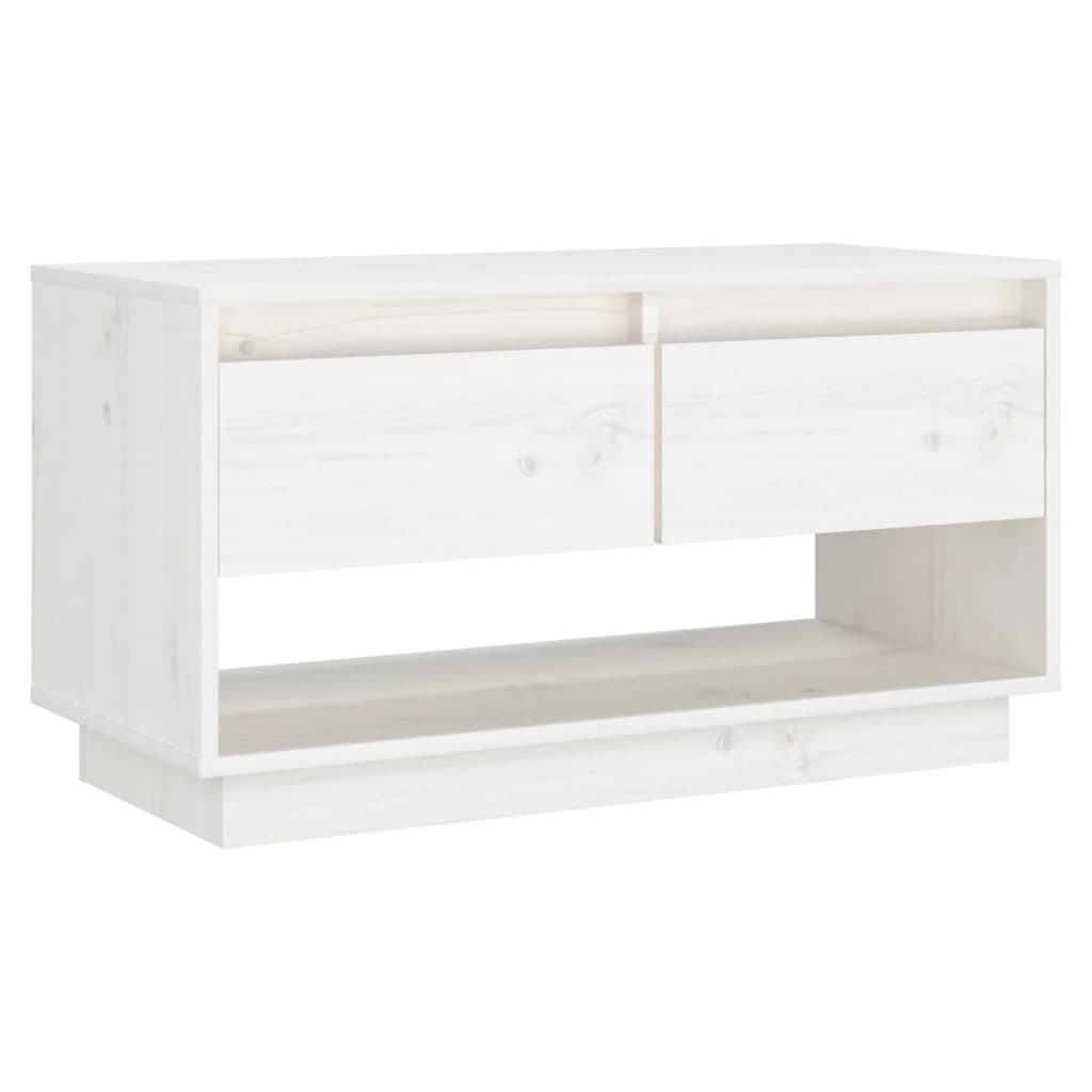 Tv-Meubel 74X34X40 Cm Massief Grenenhout Wit