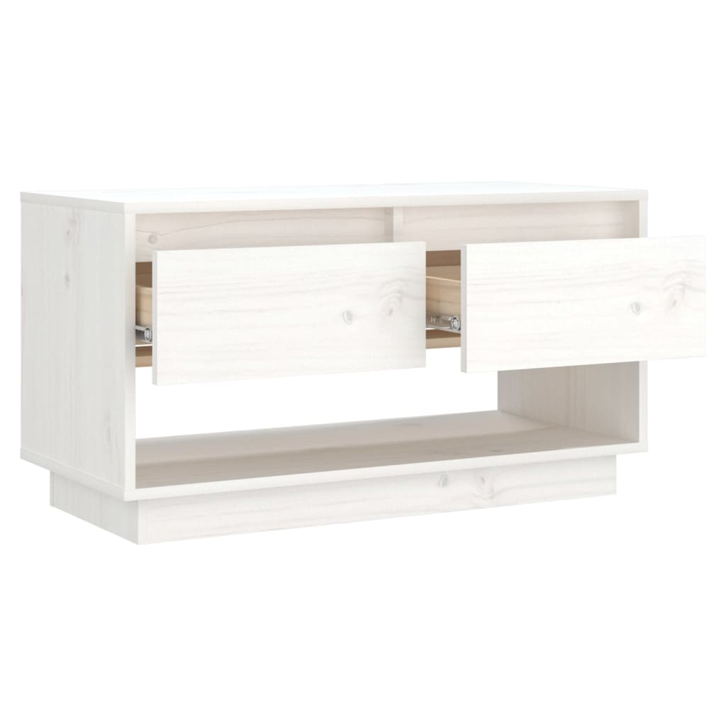 Tv-Meubel 74X34X40 Cm Massief Grenenhout Wit