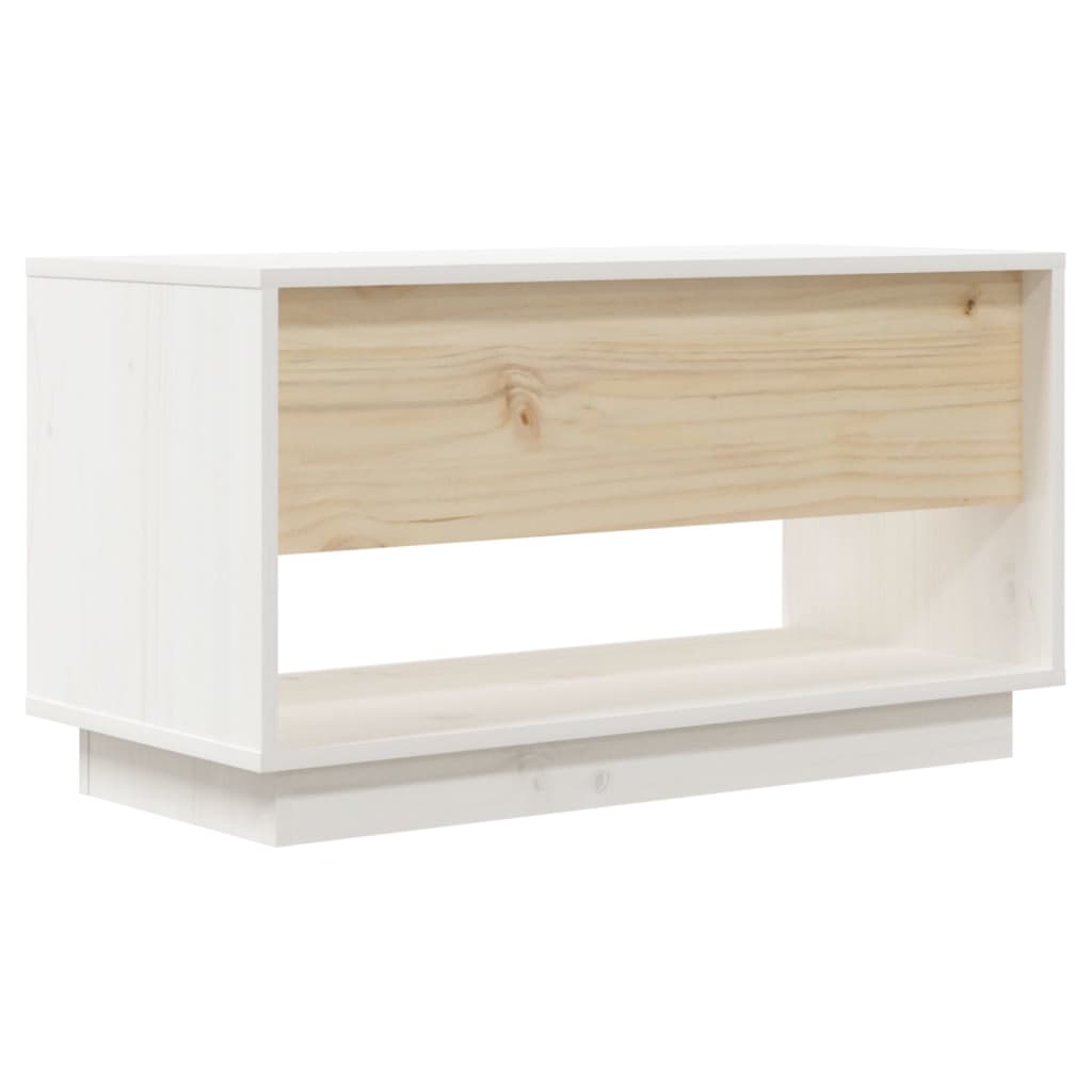 Tv-Meubel 74X34X40 Cm Massief Grenenhout Wit
