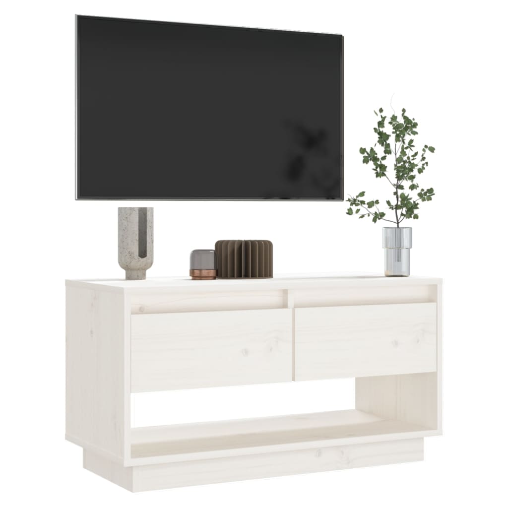Tv-Meubel 74X34X40 Cm Massief Grenenhout Wit