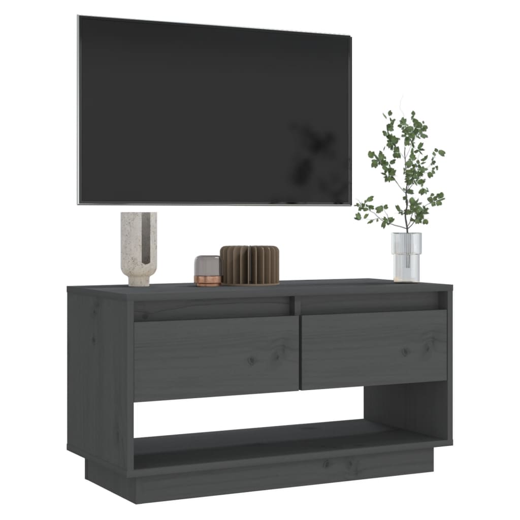 Tv-Meubel 74X34X40 Cm Massief Grenenhout Grijs