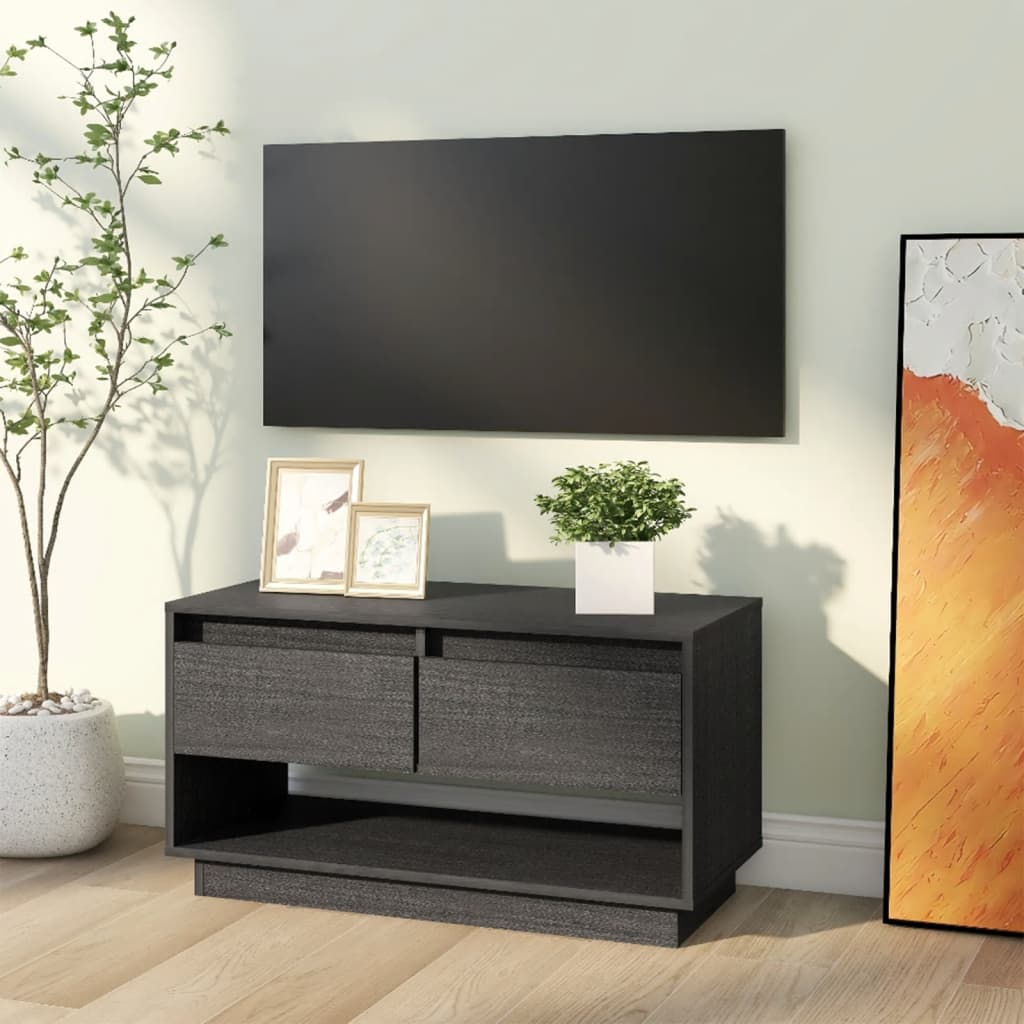 Tv-Meubel 74X34X40 Cm Massief Grenenhout Grijs