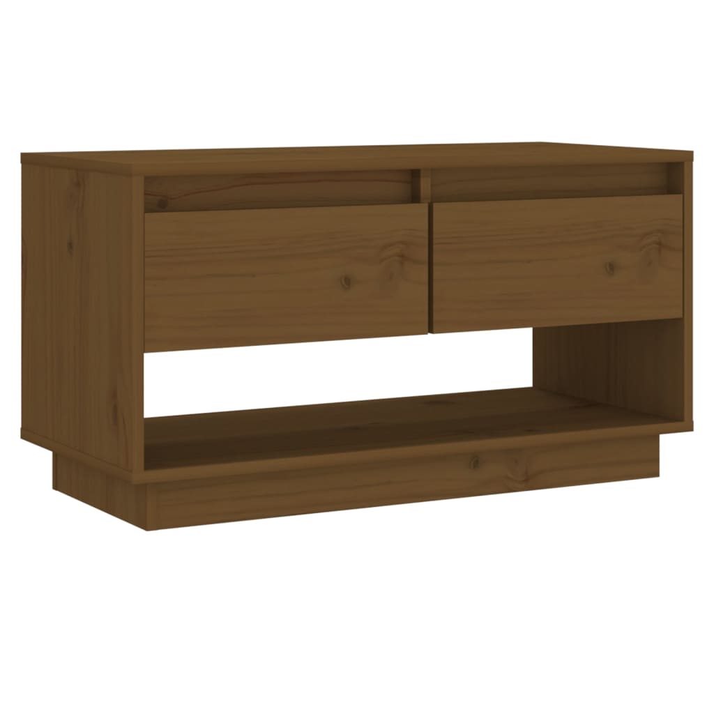Tv-Meubel 74X34X40 Cm Massief Grenenhout Honingbruin