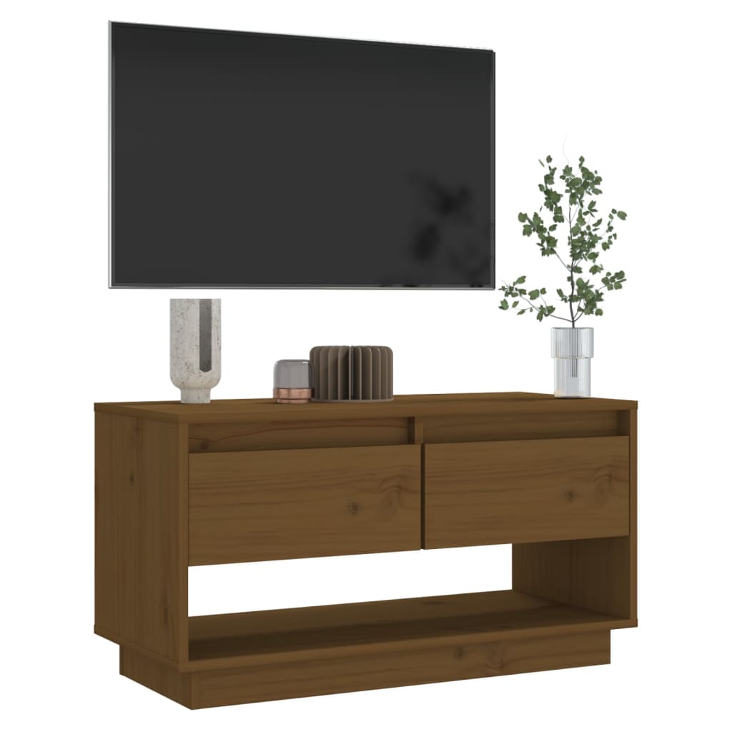 Tv-Meubel 74X34X40 Cm Massief Grenenhout Honingbruin