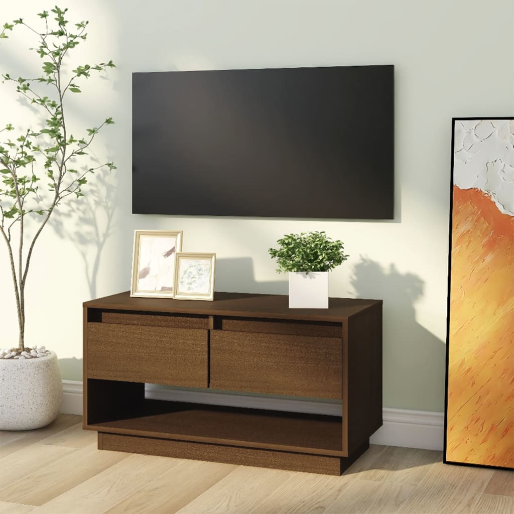 Tv-Meubel 74X34X40 Cm Massief Grenenhout Honingbruin