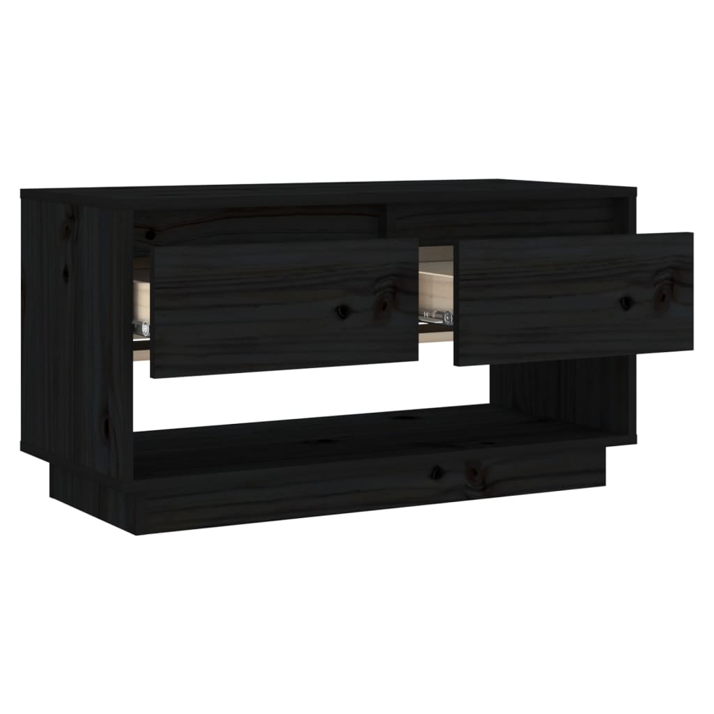 Tv-Meubel 74X34X40 Cm Massief Grenenhout Zwart