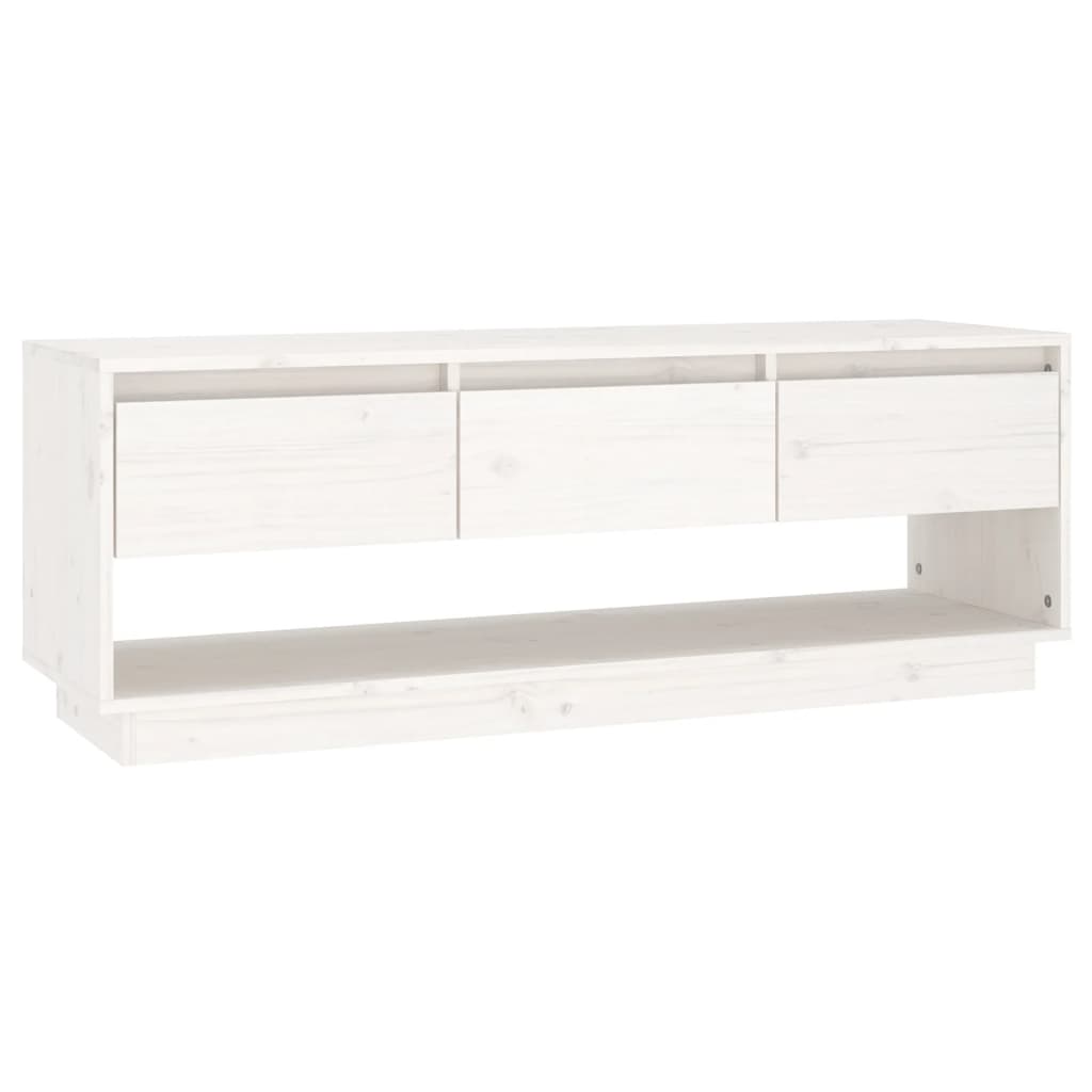 Tv-Meubel 110,5X34X40 Cm Massief Grenenhout Wit
