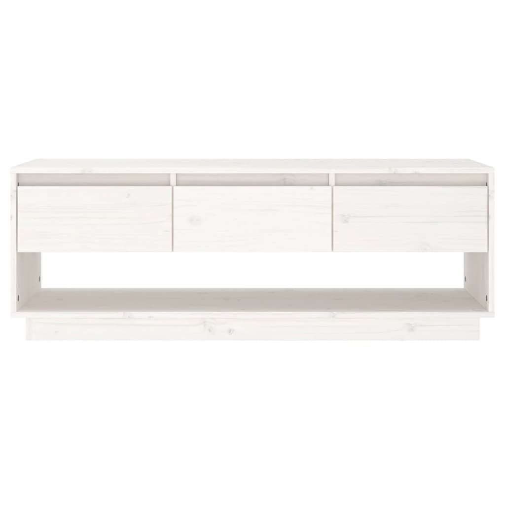 Tv-Meubel 110,5X34X40 Cm Massief Grenenhout Wit