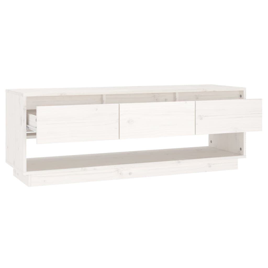 Tv-Meubel 110,5X34X40 Cm Massief Grenenhout Wit