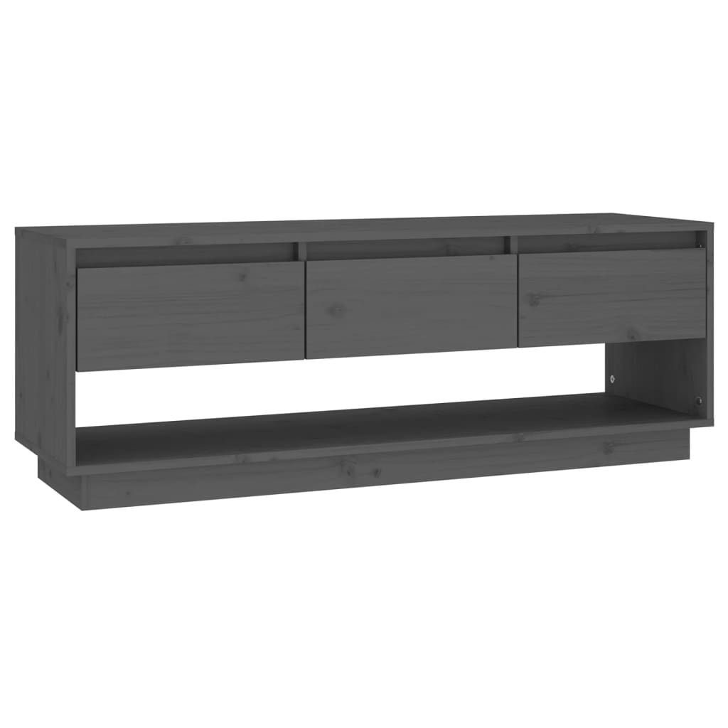 Tv-Meubel 110,5X34X40 Cm Massief Grenenhout Grijs