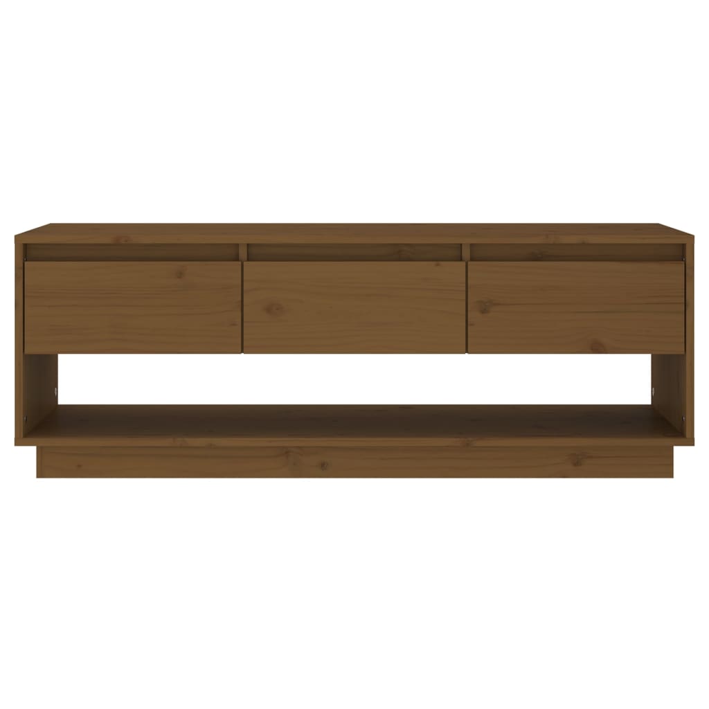 Tv-Meubel 110,5X34X40 Cm Massief Grenenhout Honingbruin