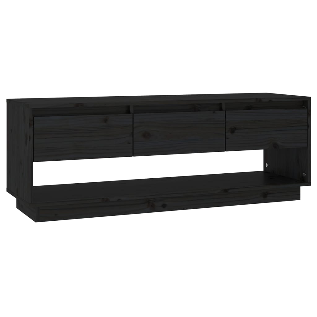 Tv-Meubel 110,5X34X40 Cm Massief Grenenhout Zwart