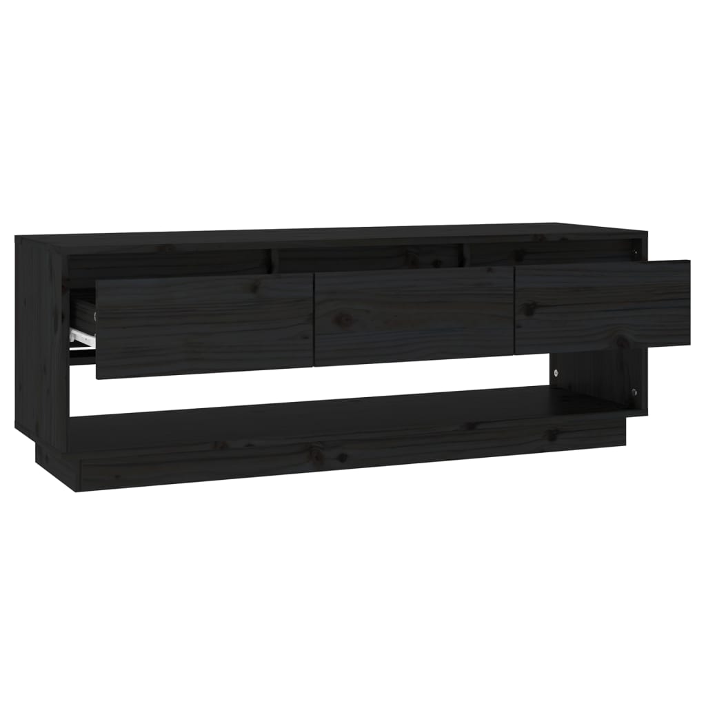 Tv-Meubel 110,5X34X40 Cm Massief Grenenhout Zwart