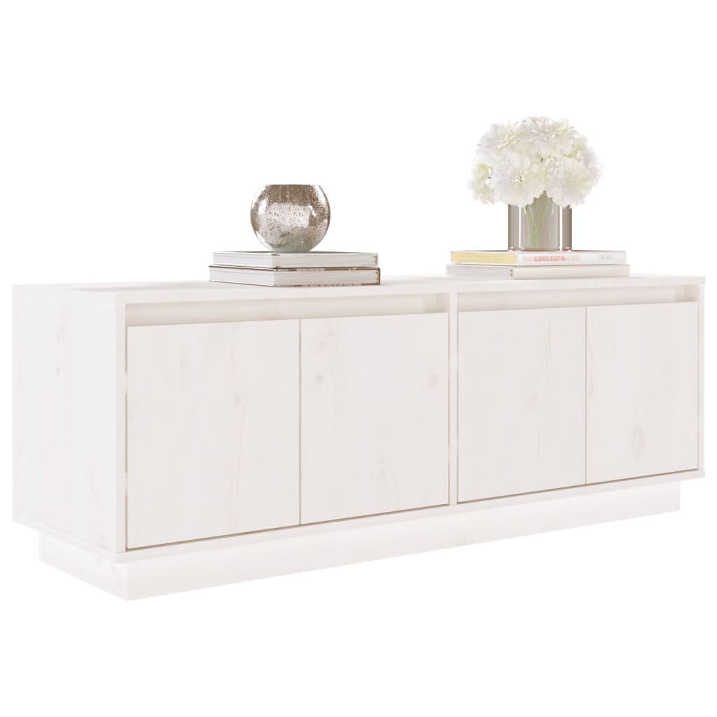 Tv-Meubel 110X34X40 Cm Massief Grenenhout Wit