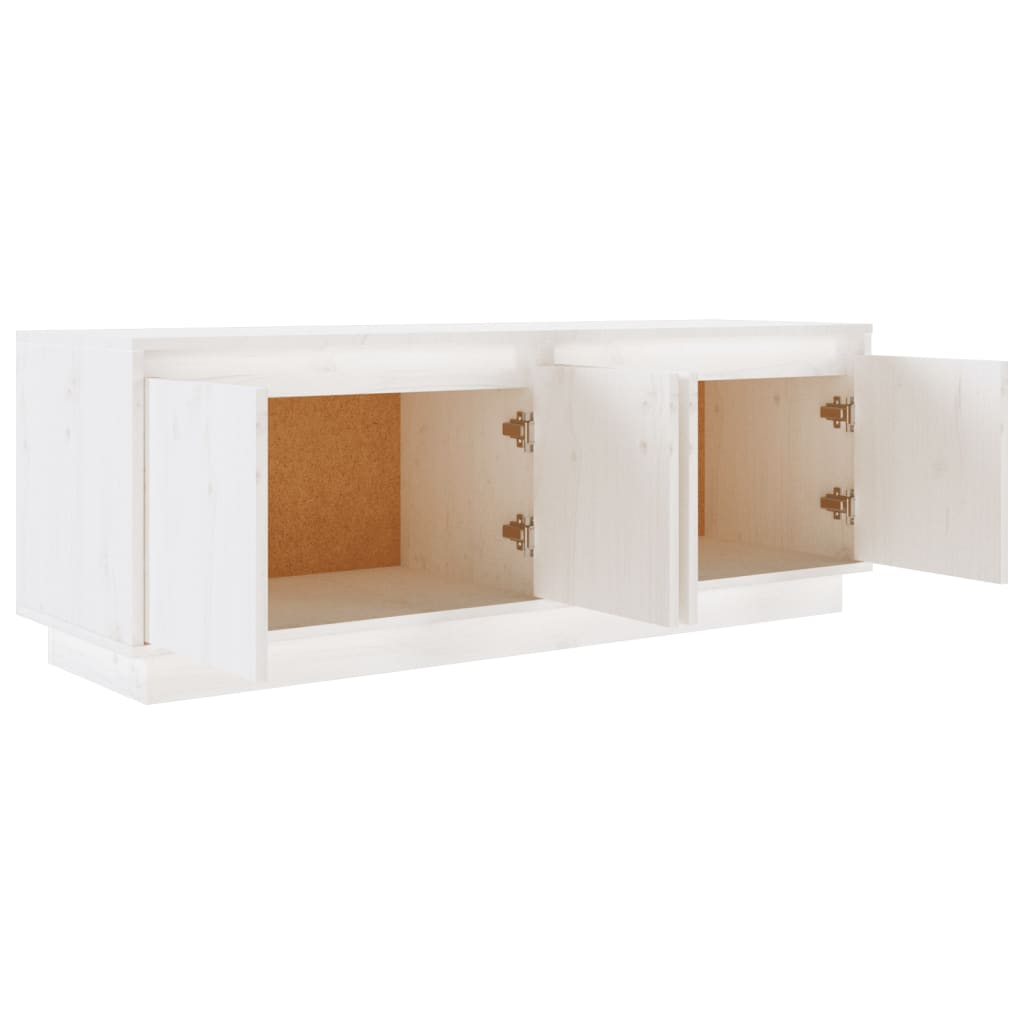 Tv-Meubel 110X34X40 Cm Massief Grenenhout Wit