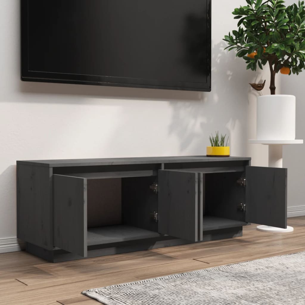Tv-Meubel 110X34X40 Cm Massief Grenenhout Grijs
