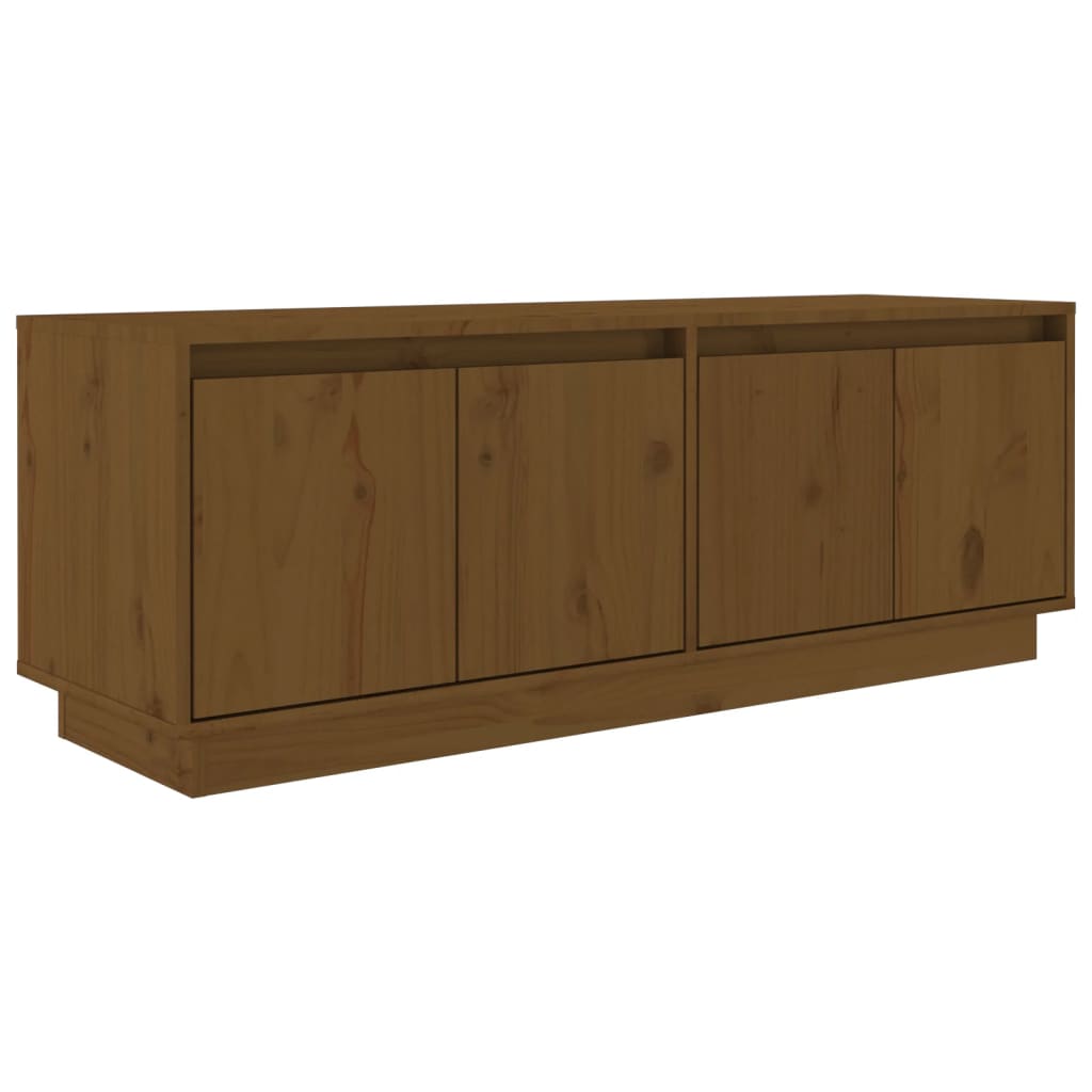 Tv-Meubel 110X34X40 Cm Massief Grenenhout Honingbruin