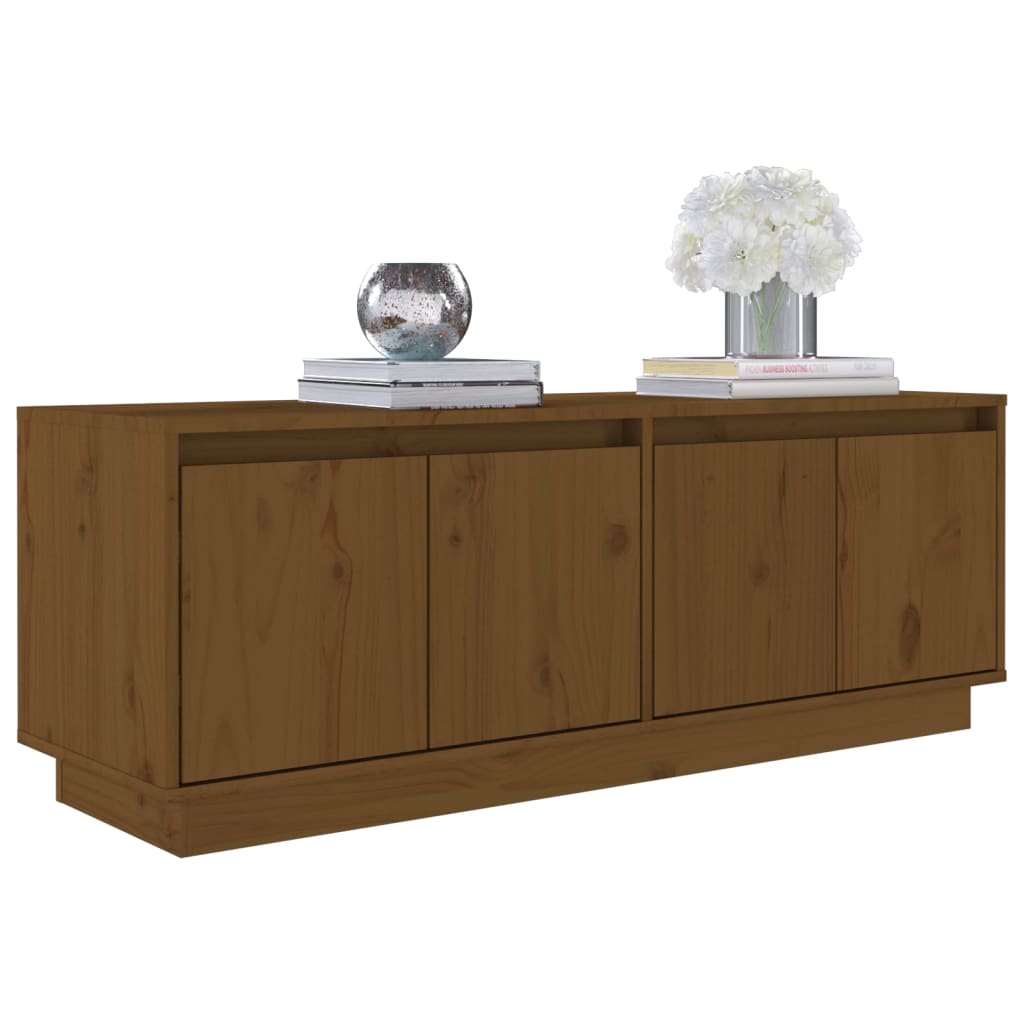Tv-Meubel 110X34X40 Cm Massief Grenenhout Honingbruin