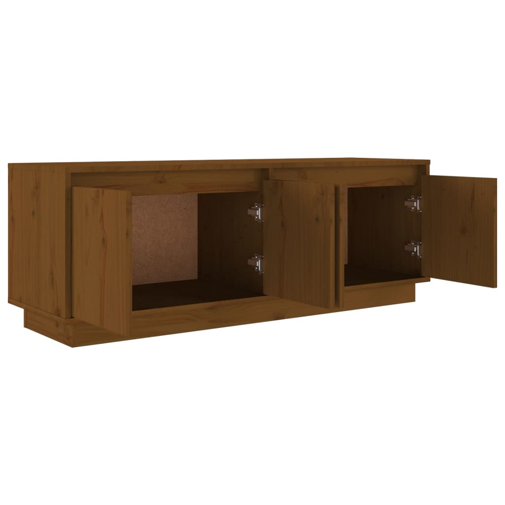 Tv-Meubel 110X34X40 Cm Massief Grenenhout Honingbruin