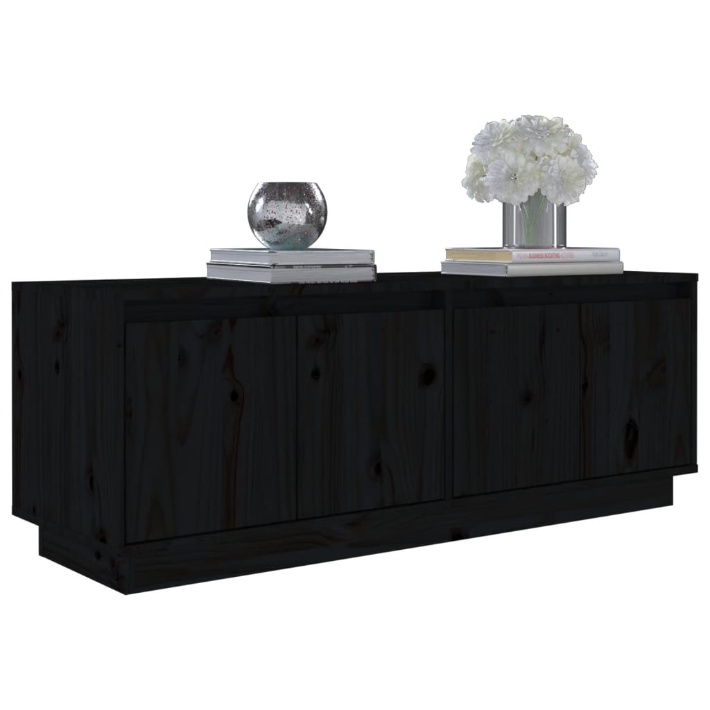 Tv-Meubel 110X34X40 Cm Massief Grenenhout Zwart