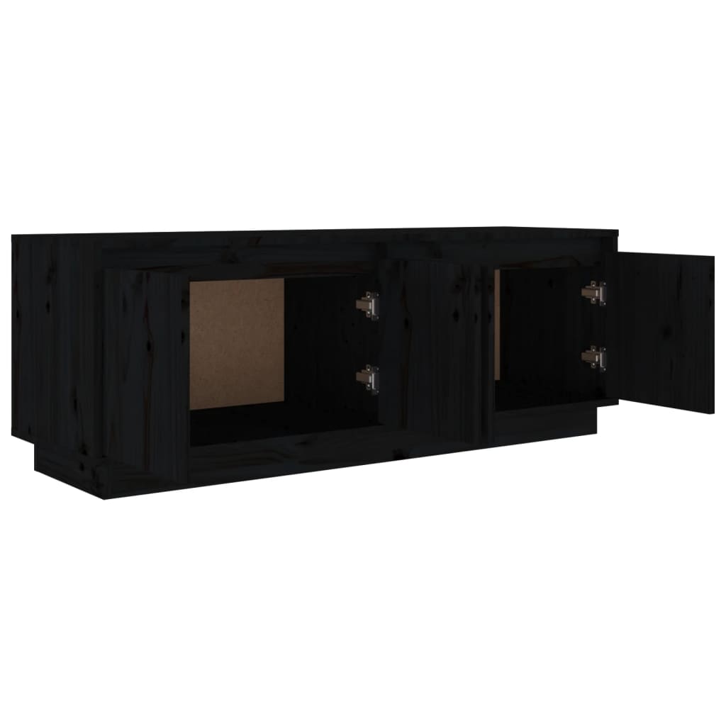 Tv-Meubel 110X34X40 Cm Massief Grenenhout Zwart