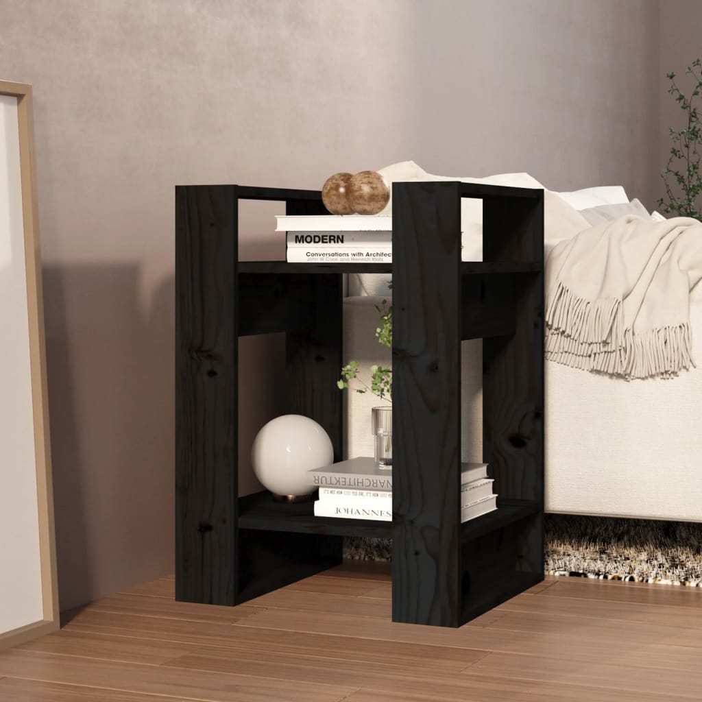 Boekenkast/Kamerscherm 41X35X57 Cm Massief Grenenhout Zwart