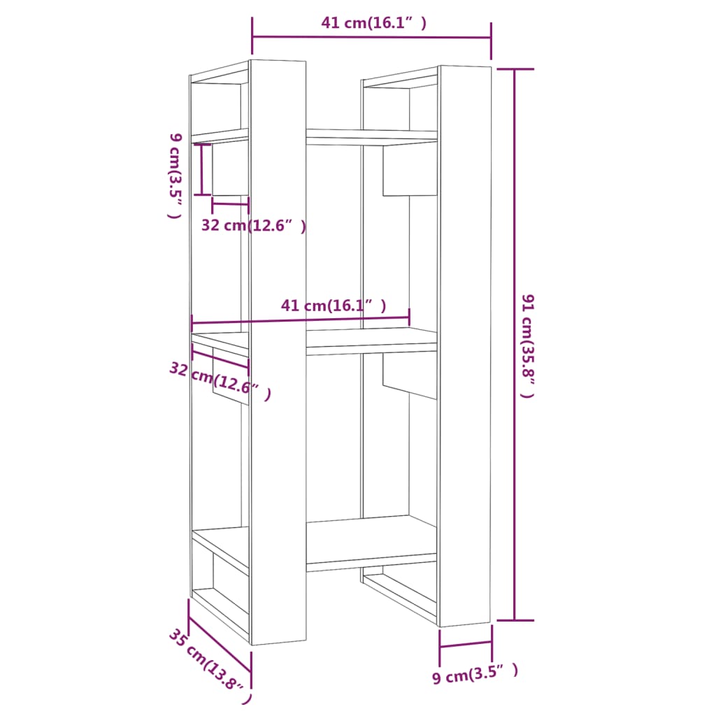 Boekenkast/Kamerscherm 41X35X91 Cm Massief Hout Honingbruin