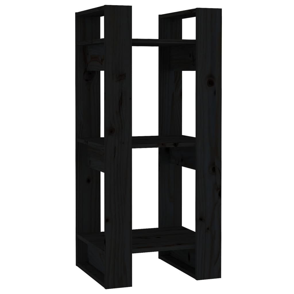 Boekenkast/Kamerscherm 41X35X91 Cm Massief Grenenhout Zwart